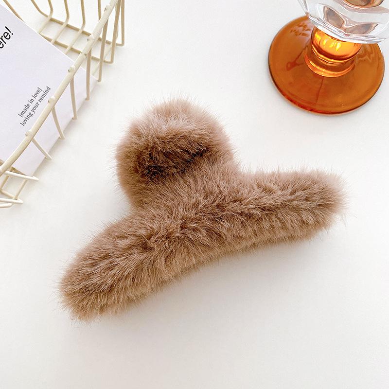 

И Плюшевый Мягкий Очень Большой Зажим для Волос для Легких Шикарных Причесок, Идеально Подходит для Работы или Отдыха DarkBrown13cm