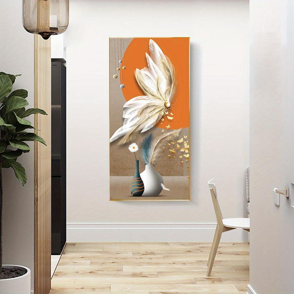 Abstract Feather Flower Vase Canvas Painting Posters and Prints Beautiful Wall Art Pictures for Modern Living Room Cuadros Decor