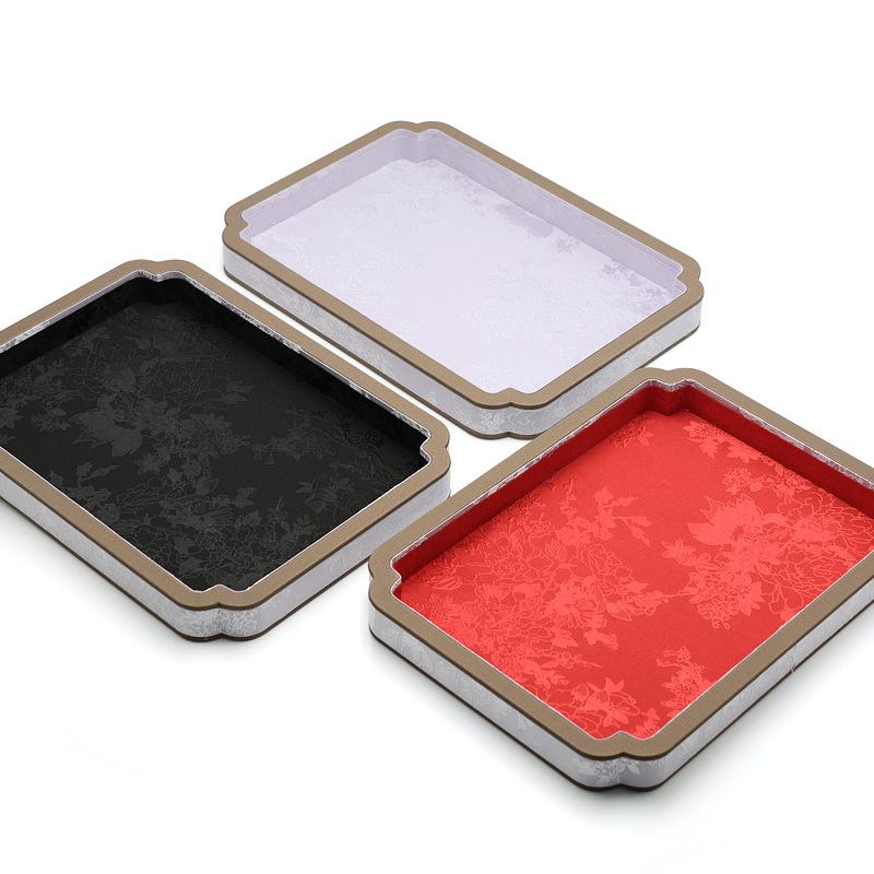 Ancient Style Jewelry Display Tray Counter Jade Storage Display Viewing Trays Forged Cloth Necklace Bracelet Organizer Plate