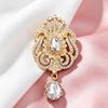 Vintage Rhinestone Brooch Unique Teardrop Crystal Hollow Design Delicate Alloy Ornament for Wedding Anniversary Gift