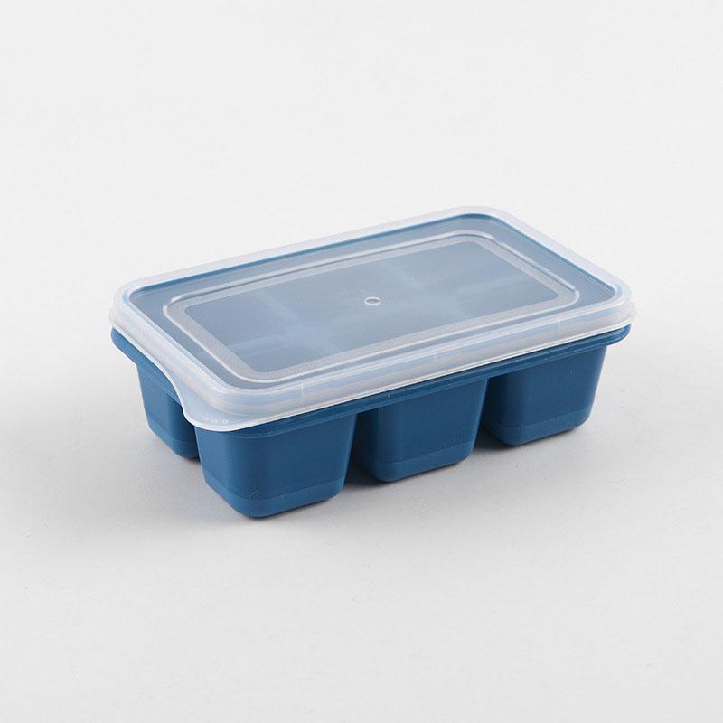 Reusable 6 Grid Ice Cube Maker Mold With Lid Silicone Ice Cube Square Tray Mold for Ice Cream Chocolate