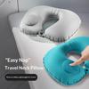 Beflocktes aufblasbares tragbares Nackenkissen, das verstaut und selbst aufgeblasen werden kann, geeignet für Reisen im Freien, Geschäftsreisen, Camping