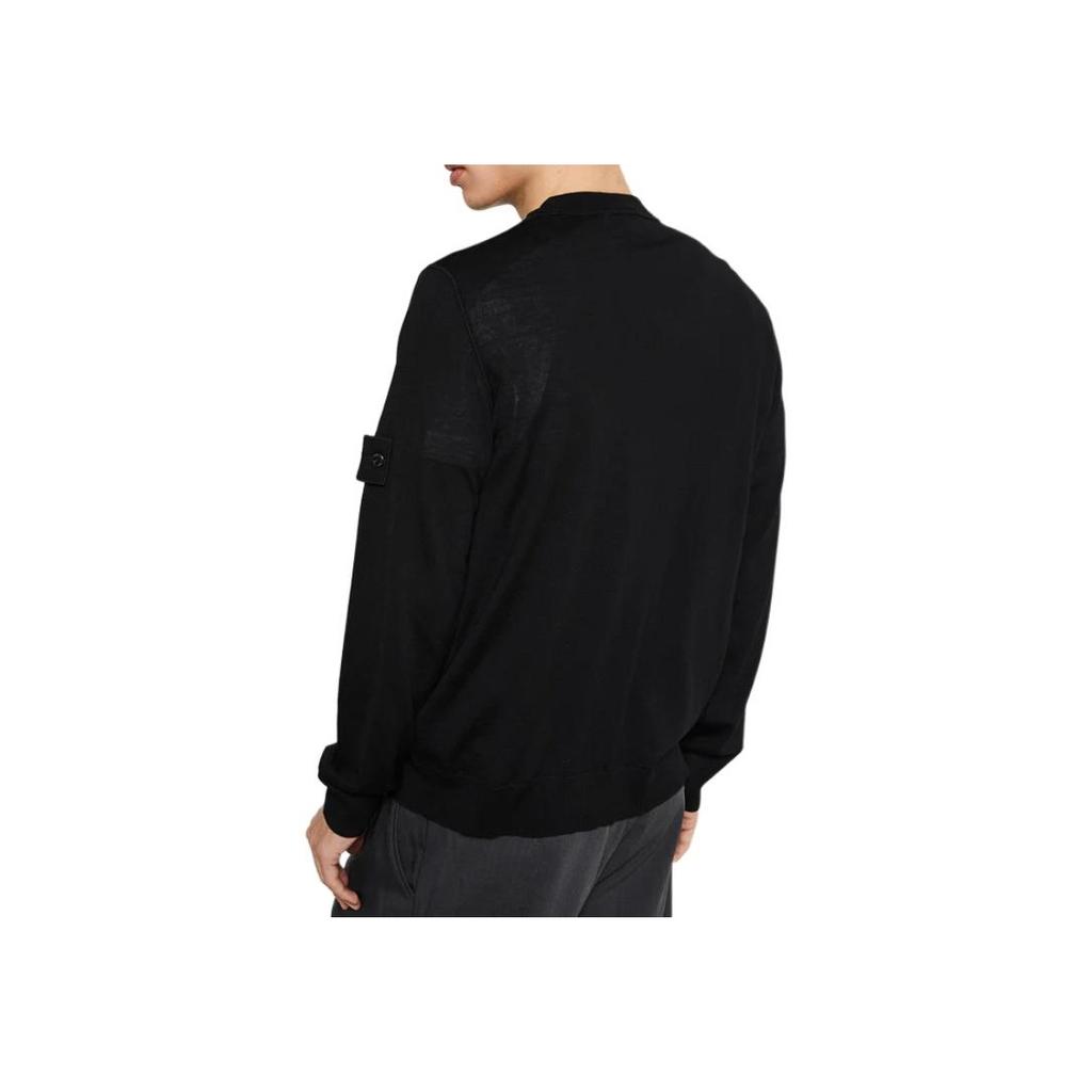 Stone Island Long Sleeve Solid Color Crew Neck Sweater Men sweater Black K1S15-5100066-S00FC-V0029