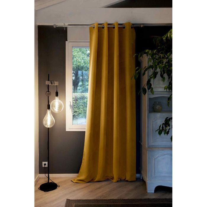 Rideau occultant et thermique doublé polaire "Inuit" toutes dimensions - Inuit Moutarde - Panneau Occultant + Polaire 140 x 260 cm