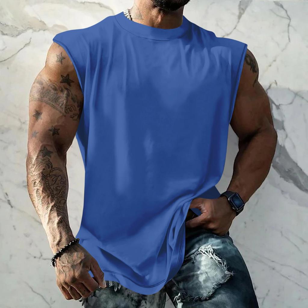 Men Sleeveless Tank Top Muscle Shirt Loose Fit Basic Solid Color Casual Summer Workout Vest for Daily Use