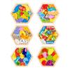 MaT Store Wooden Puzzle - Animals, Vehicles, Fruits - Interlocking Puzzle - Shape Matching - Set of 6