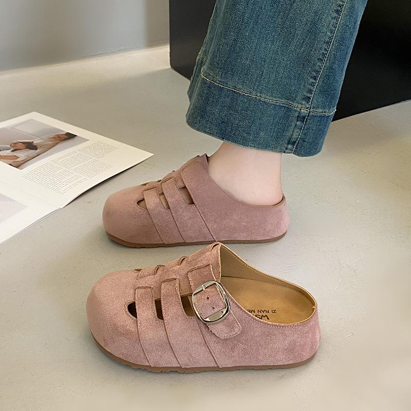 

Thick bottom spring and summer new women s inner height increase outer wear bag head thick bottom half slippers 40 розовый