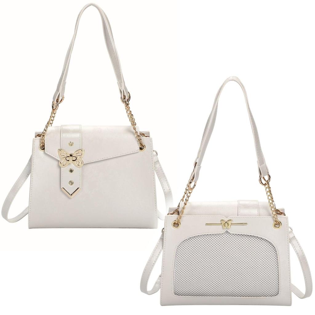 Harujio Ita Bag, Small Mini Ita Bag, Pearl Shoulder Bag, Tote Bag, 2-Way, Stylish, Cute, Otaku Bag, Available in Black, White, and Silver, Ita Bag