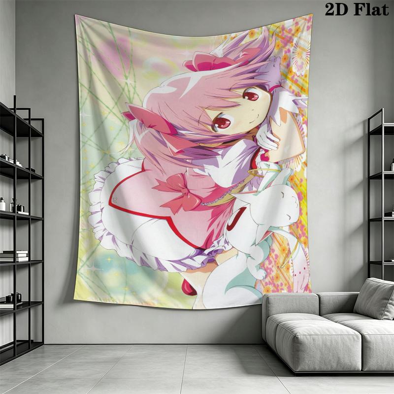 Puella Magi Madoka Magica Wall Tapestry Aesthetic Wall Hanging Printed Fabric Blanket Decorative Tapestries for Bedroom Living Room Home Decor
