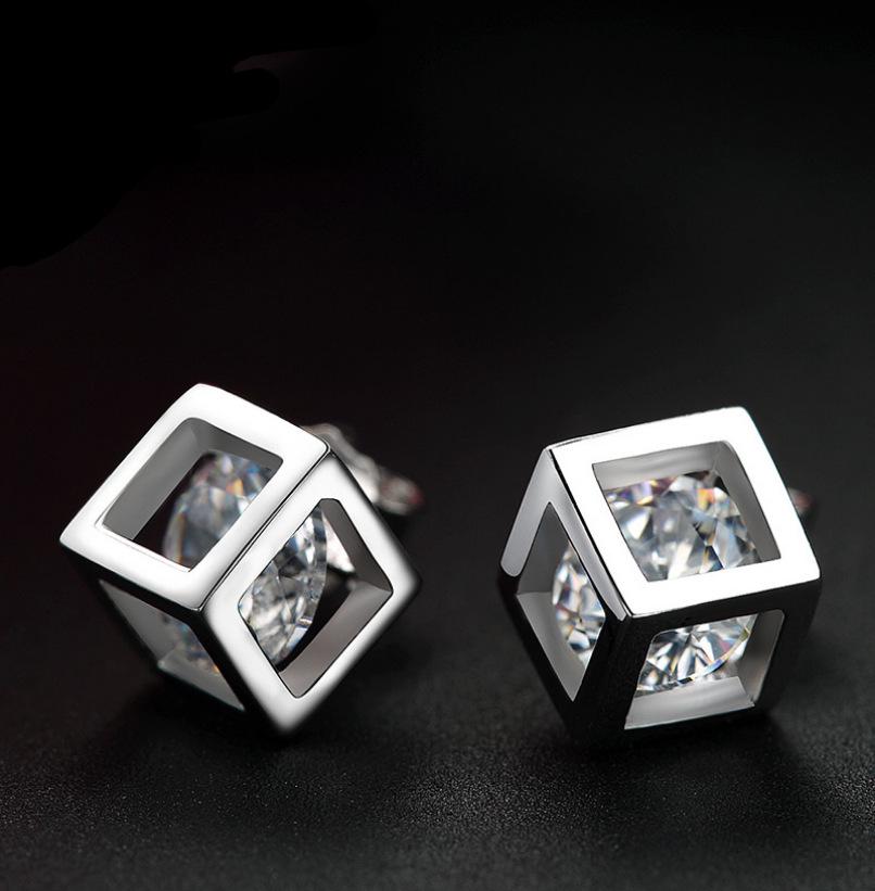 Korean Fashion Zircon Geometric Square Rubik's Cube Earrings for Women