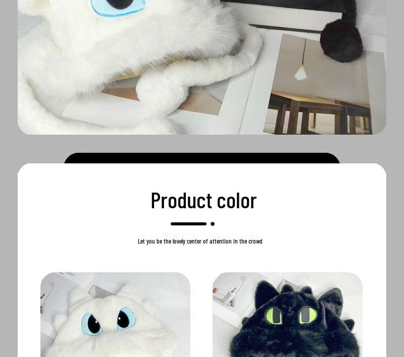 2025 Winter Couple's Warm, Slimming Plush Lei Feng Hat - Cute Light Fury & Night Fury Design for Women
