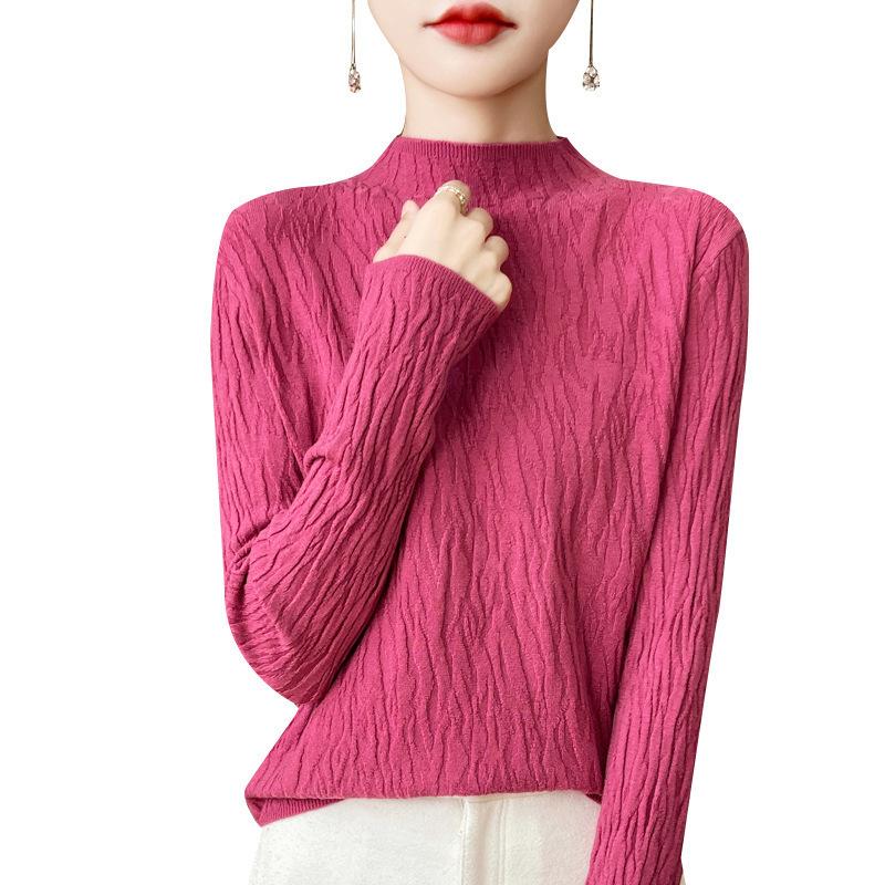 Autumn and Winter Pullover Sweater Women's Half-high Neck Knit Slim Bottoming Shirt
