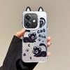 KEYSION Cute Ear Cartoon Case for OPPO A3 A3X 5G A5i with Lanyard Soft Silicone+PC Shockproof Phone Cover for OPPO A40 A40m