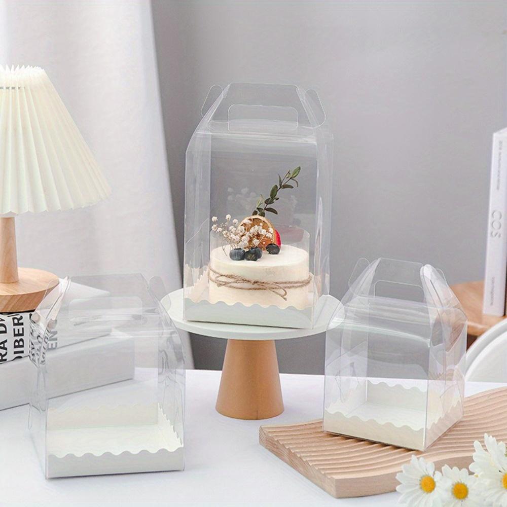 10pcs Clear Gift Boxes with Handles Transparent Cake Boxes Plastic Display Box Portable Single Cake Containers Party Favors Boxes Clear Cake Box