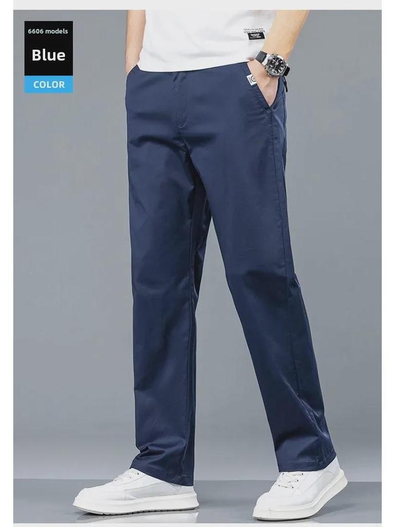 Sommer 2025 Herren Dünne Baumwolle Lässige Hose mit geradem Bein und elastischem Bund - Große Größe