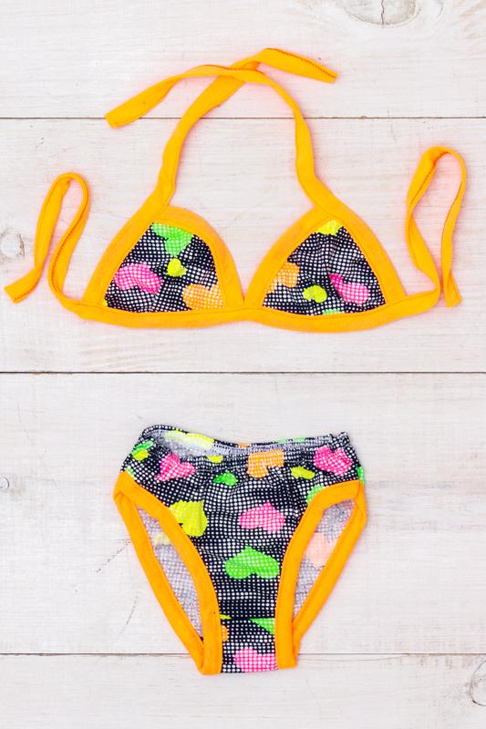 Girls’ Printed Swimwear – Padded-Free Tie Top & Comfortable Fit, Summer, 9593-043 HC