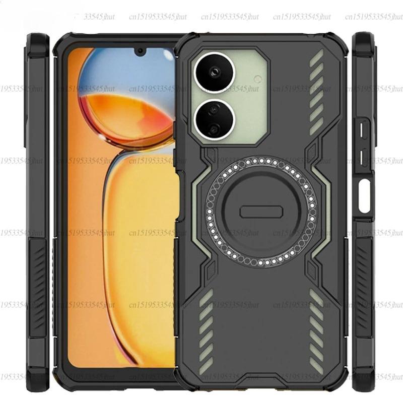 Shockproof Armor Case For Xiaomi Redmi 13C Magnetic Adsorption Wireless Charge Cover Redmi 13C Case For Redmi 13C Case 6.74 Inch