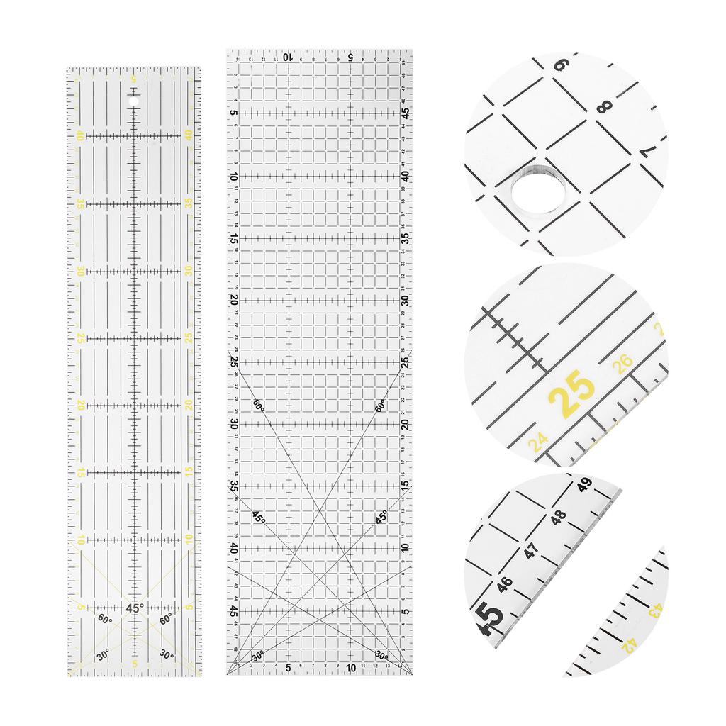 2Pcs Quilting Ruler MultiFunction Sewing Drawing Drafting Crafts Scale Measuring Tool