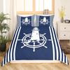 Nautical Sailboat King Queen Duvet Cover Coastal Sailing Boat Bedding Set Sea Adventure Comforter Cover Polyester Quilt Cover