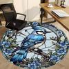 1 Stück Buntglasvogel Büro Runder Teppich, Unter Bürostühlen Schlafzimmer Wohnzimmer Heimdekoration, Raumdeko