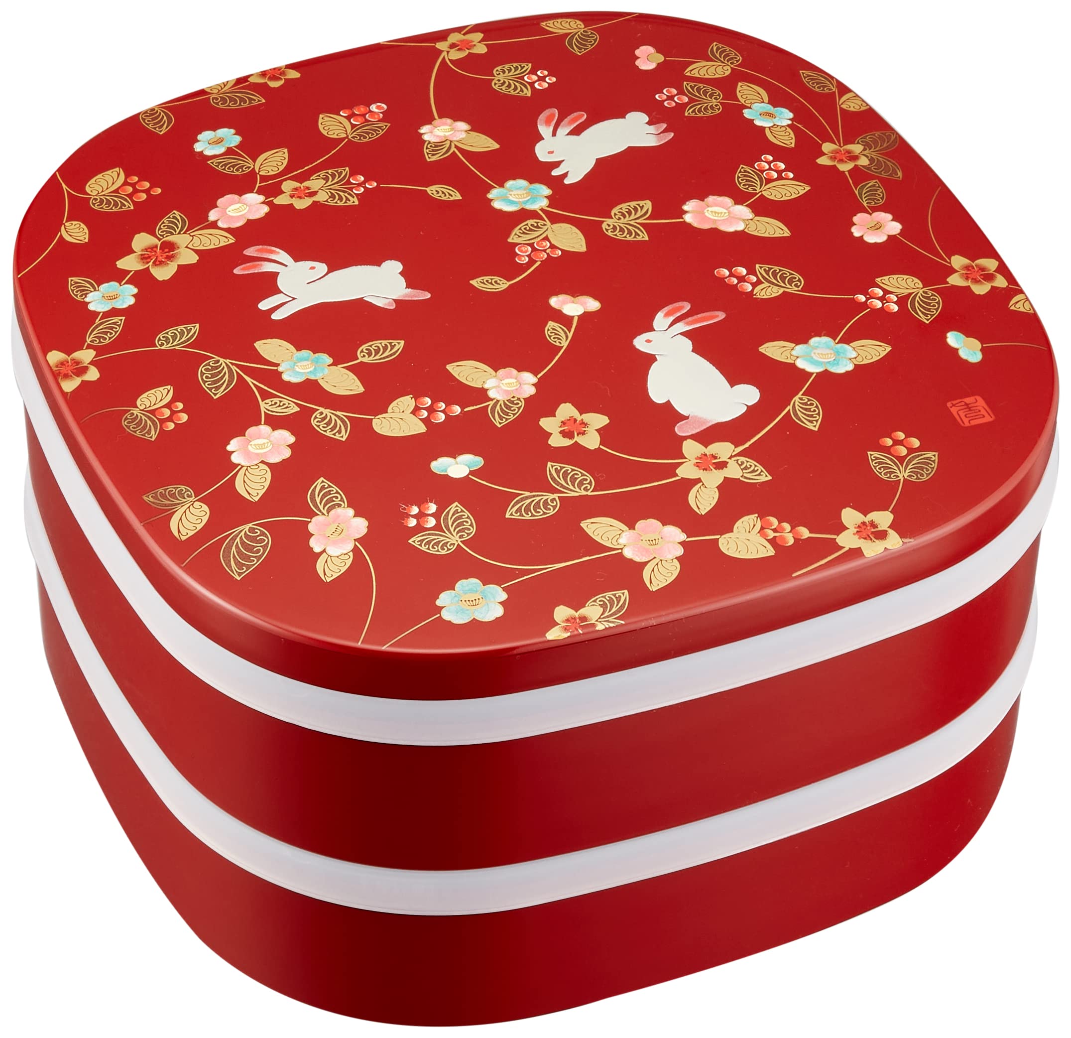 

Митани Яманака Лакированные изделия Юбако Контейнер для лошади Тапервер и Маленький M15403 (Цветочная дорожка) 7,0 см Двухъярусная закуска (с мисками), Киноварь,