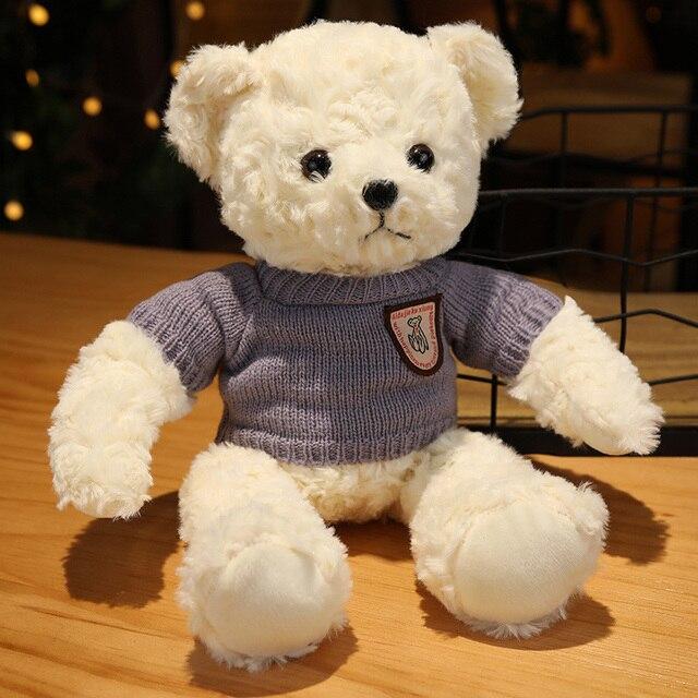 Kawaii Hug Sweater Teddy Bear Plush Dolls Lovely Bear with Clothes Holding Heart Pillow Nice Wedding Valentine 'S Gifts