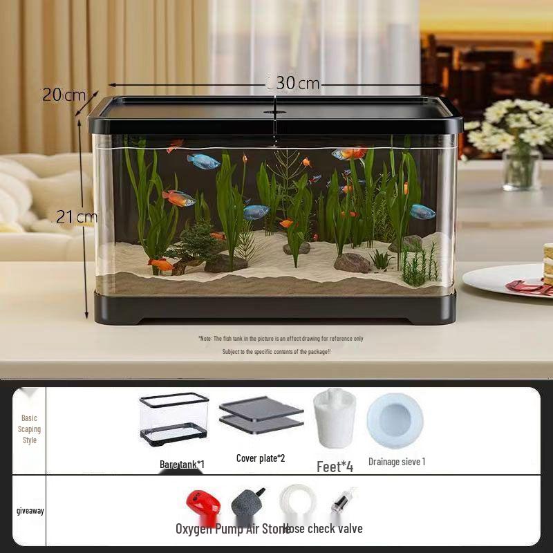 2025 Eco-Friendly Acrylic Fish & Turtle Tank with Drainage and Lid for Living Room