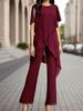 1116 Donna europea bella casual monospalla manica a pipistrello irregolare top pantaloni completo da pendolare elegante set due pezzi
