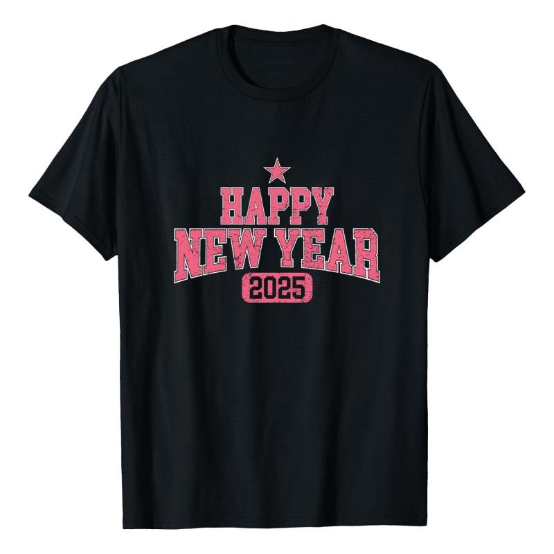 NEW YEAR Printed Trendy T-shirt Sports and Leisure Hoodie Round Neck Loose Short Sleeve T-Shirts Women’s