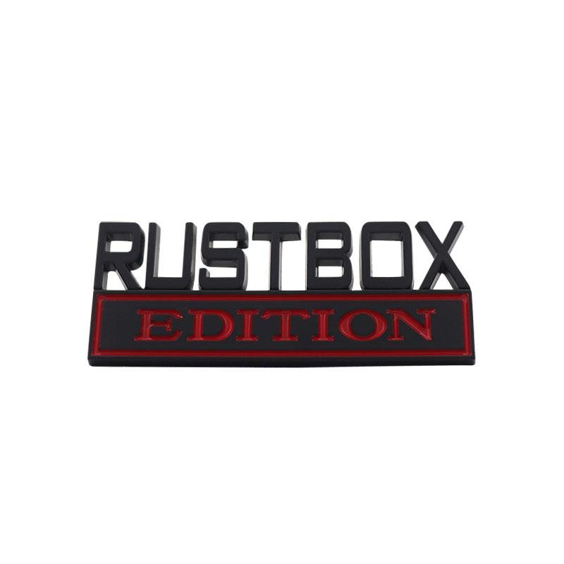 

3D Car Styling RUSTBOX Edition for car Hood Fender trunk Rear Bonnet Nameplate Decal Emblem Badge Sticker black-red