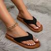 Sandalias de Verano Nuevas de Superficie de Cuero sin Cierre, Chanclas de Viaje a la Playa con Punta Cuña, Chanclas de Exterior para Mujer