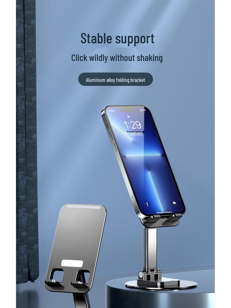 Supporto per Telefono Regolabile Rotante a 360° con Base in Metallo - Portatile e Pieghevole