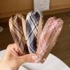 JK Fresh Plaid Headband: College Style, Korean Influencer Favorite, Versatile Non-Slip Women’s Headwear