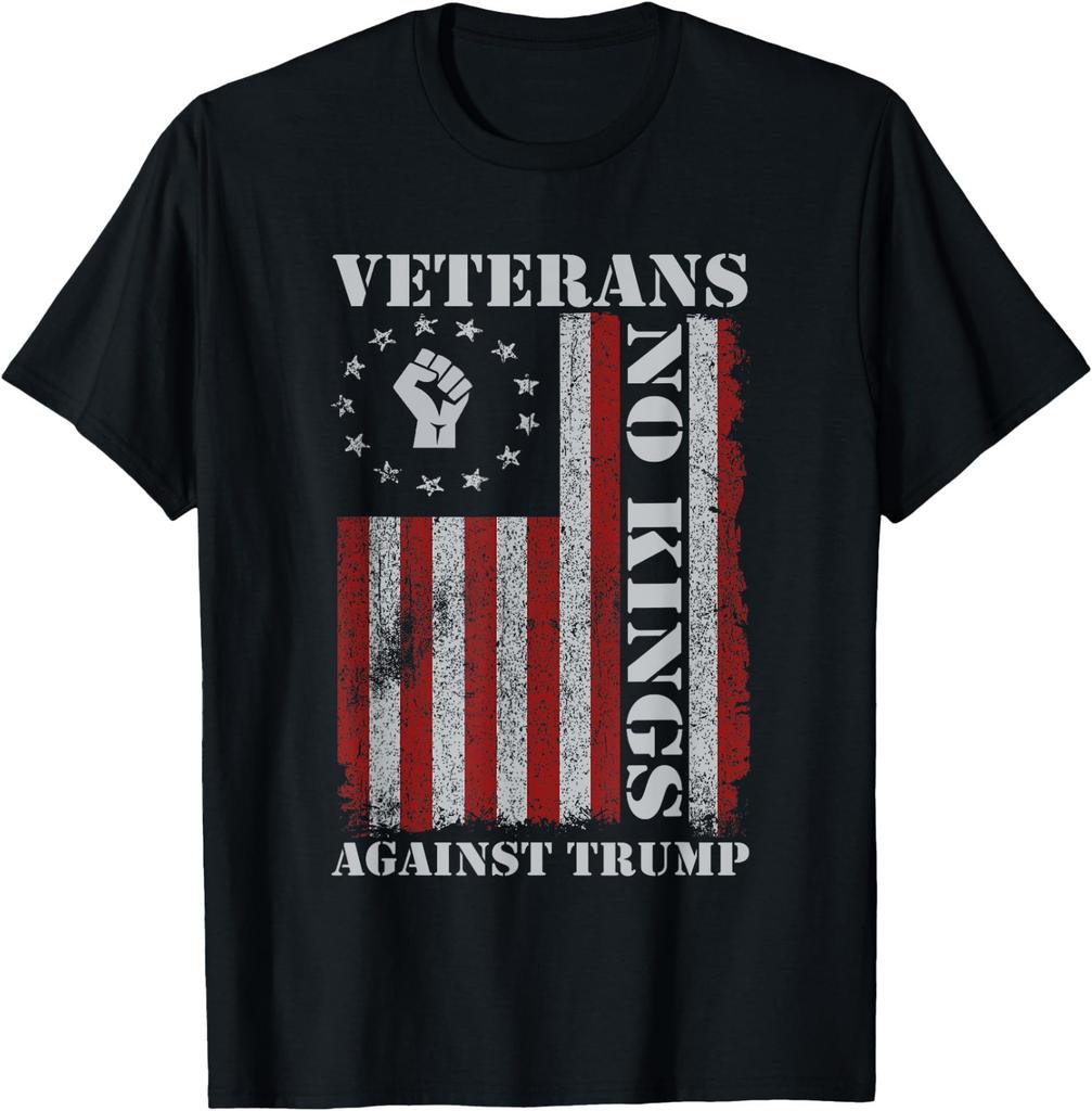 Military Veterans Against Trump USA Flag No Kings Protest T-Shirt Unisex T-Shirt