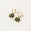 Green Zirconia Flowers Shape Dangle Earrings for Women 2025 New Fashion Golden Earring Wedding Party Jewelry Accessories
