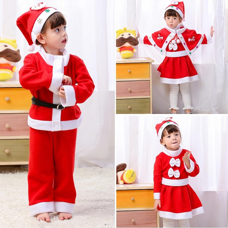 Christmas Kid Santa Claus Cosplay Costume Boy Girl Xmas Party Fancy Outfit Dress