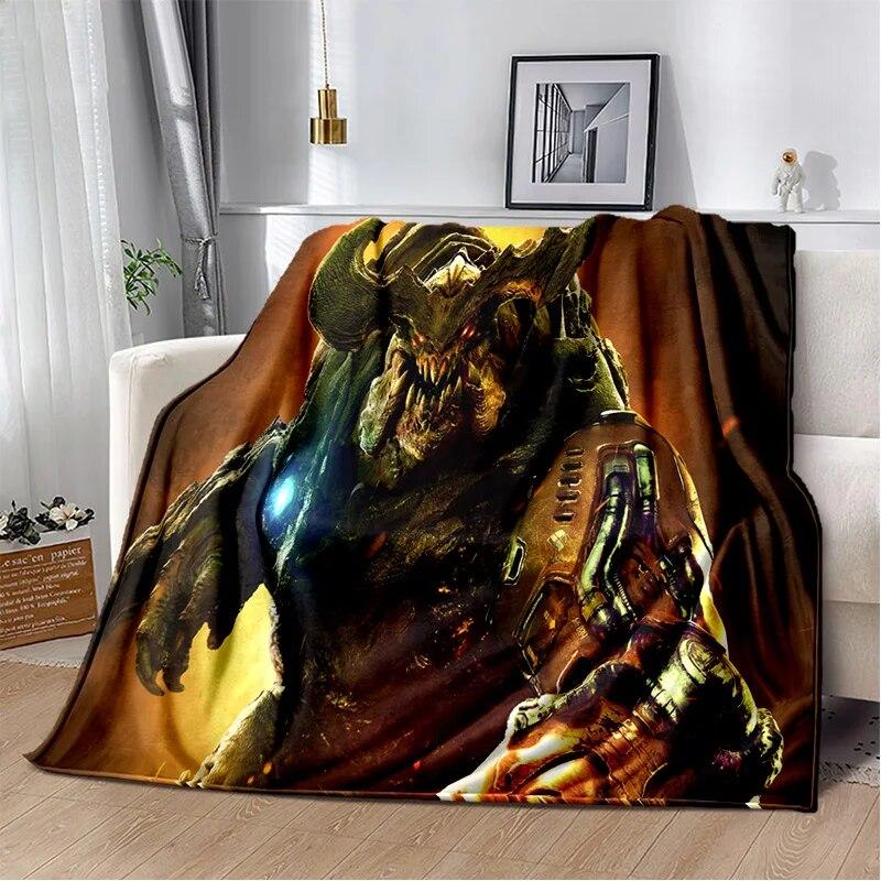 Doom Retro Game Gamer Cartoon  Blanket,Soft Throw Blanket for Home Bedroom Bed Sofa Picnic Travel Office Rest Cover Blanket Kids
