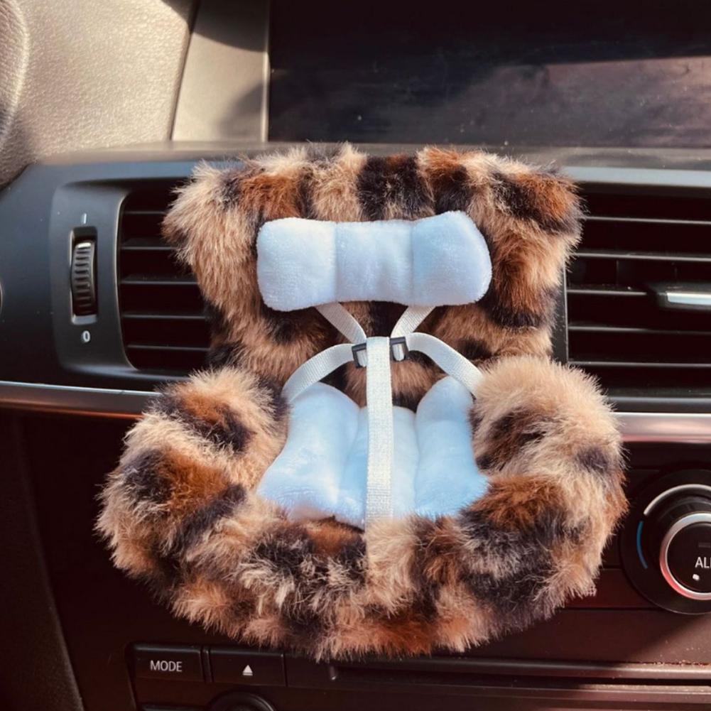 

Подходит для 17см подвески Лабубу Милый Декор на автомобильное кресло безопасности Декор на воздухозаборник автомобиля Украшения для интерьера автомобиля леопардовый