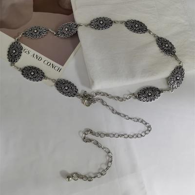 Retro Metal Waist Chain Women'S Ethnic Style Accessories Skirt Suit Temperament Advanced Sense Engraved Thin Belt