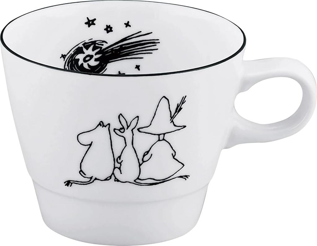 Moomin 80th Anniversary Breakfast 10x8cm Monochrome Comet Cecera Made in Yamaka Mug, 300ml, Diameter, Design, White, Inglaze, Japan, Shoten, MM9402-11