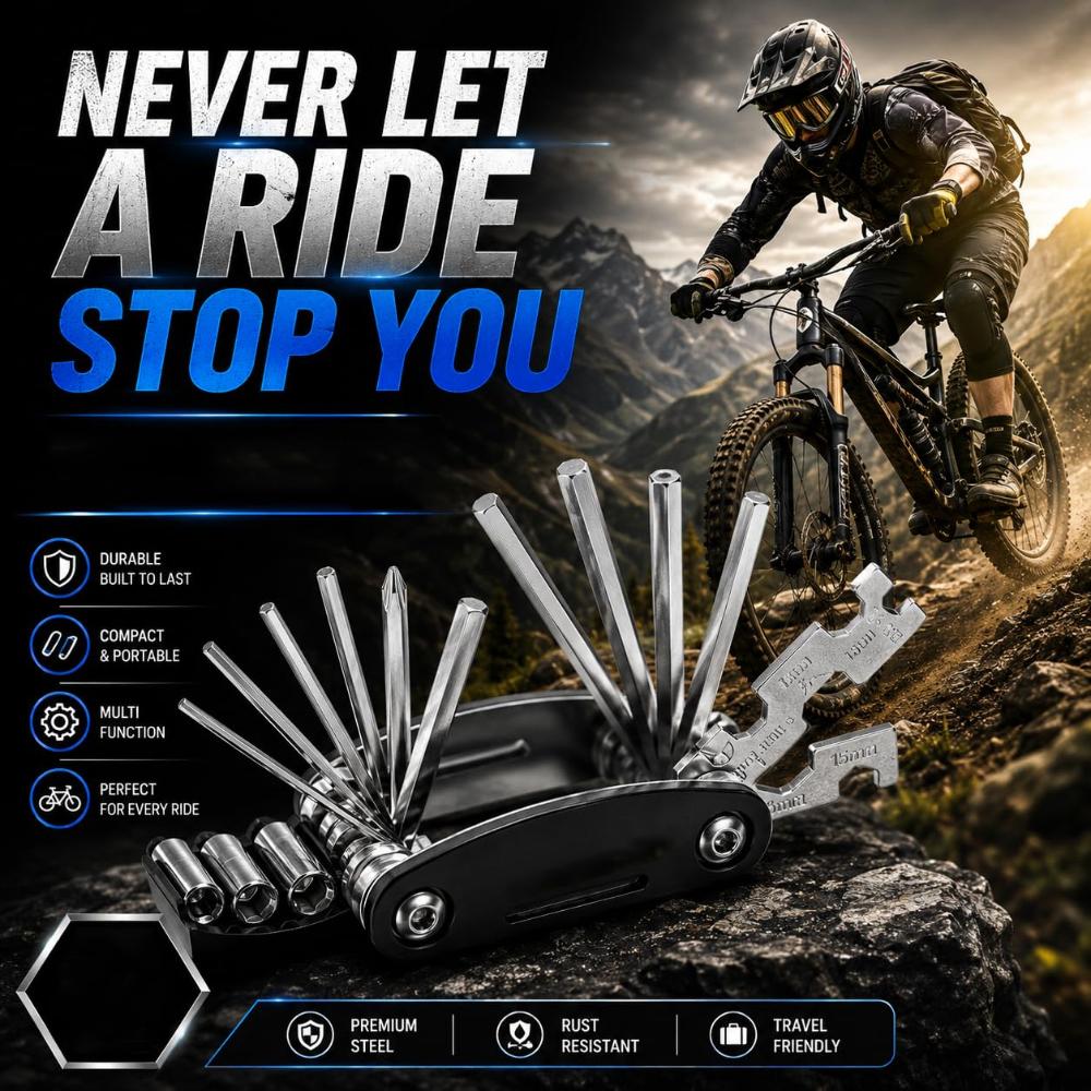 Bicycle Multitool Folding Portable Tool Hex Wrench Set with 16 Different Tools in One Unit Repair Tools Kit Bike Accessories