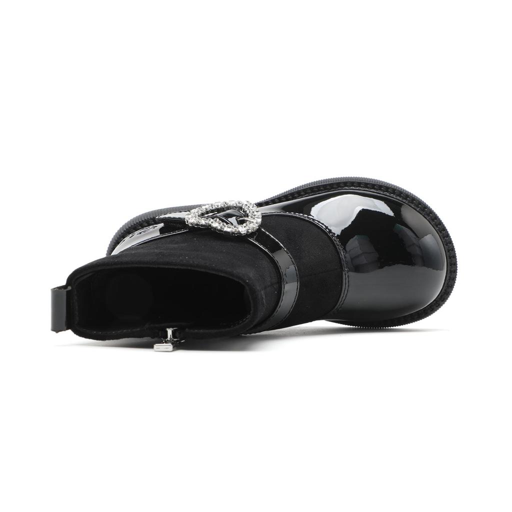 Simple and versatile warm leather boots with fleece for girls