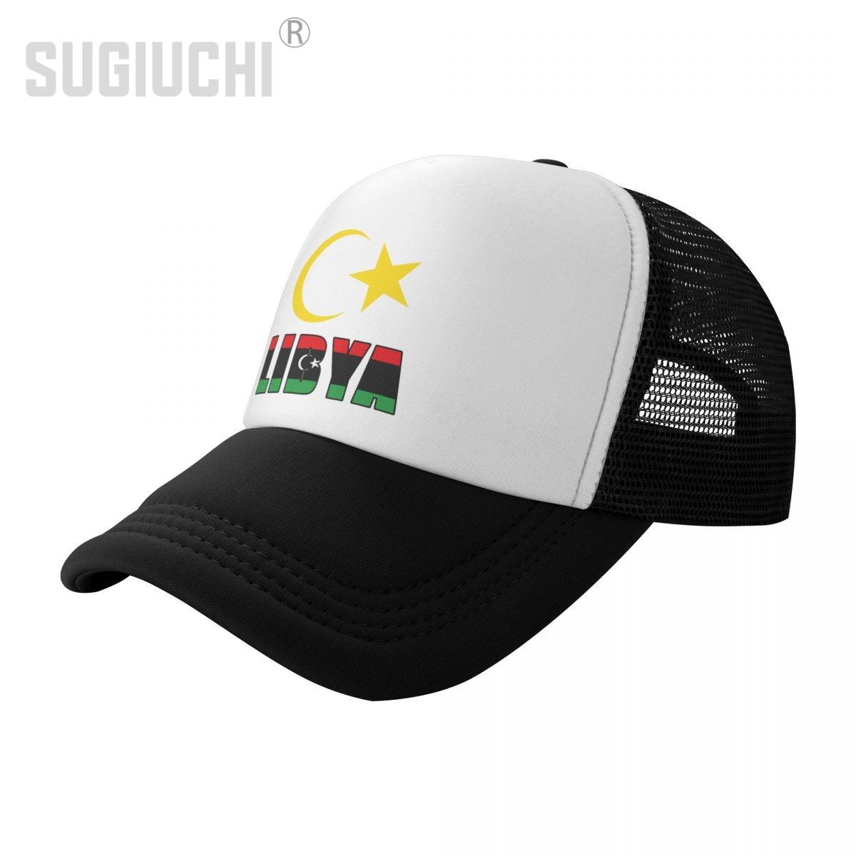 

Mesh Cap Hat Libya Letter Flag Emblem Trucker for Unisex WoUnisex born All the people Retro Baseball Caps Cool