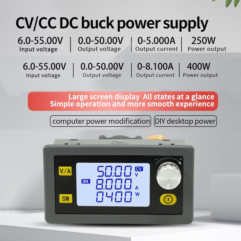 400W DC-DC Buck Converter CC CV 6-55V To 0-50V 8.1A Power Module Adjustable Regulated Laboratory Power Supply Voltmeter Ammeter