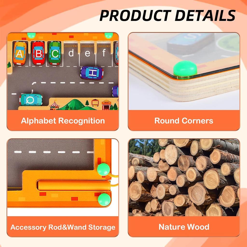 Montessori Magnetic Alphabet Maze Letter Puzzle Parking Lot Puzzles Children Preschool Gifts