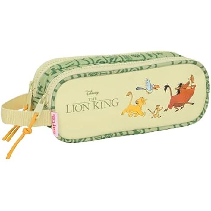 Trousse Double - SAFTA - Mufasa - Confortable - Polyvalente - 21x6x8 cm - Vert/Beige