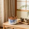 Porcelanowa solniczka z pokrywką i łyżeczką, pieprzniczka, pojemnik do przechowywania przypraw na blat, narzędzie kuchenne