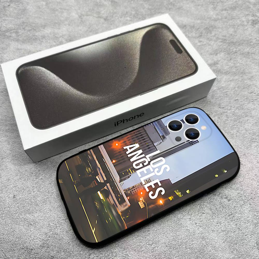 Travel Los Angeles California Phone Case For iPhone 17,16,15,14,13,12,Pro,Max,Plus,E,SE4,Air,Mini Black Soft Box