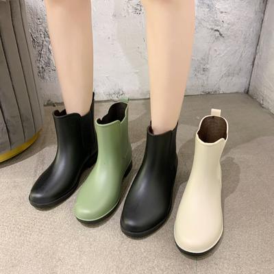 Damen Regenstiefel Mode Rutschfest Damen Wasserdicht Damen Fell Plüsch Ballerinas Plateau Winter Warm Weibliche Chelsea Schuhe Slip On