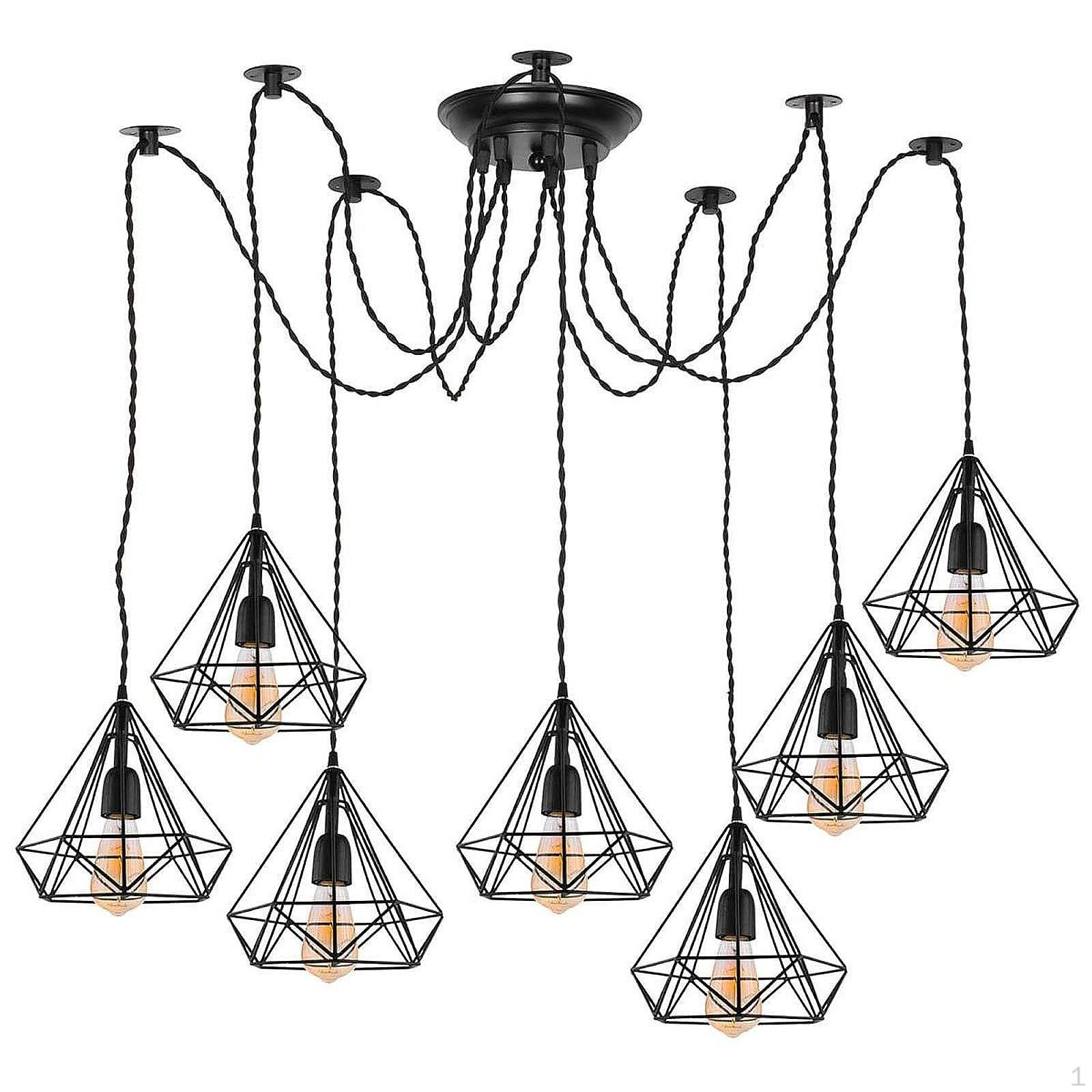 5-метровый кабель для подвесного светильника, провод для самостоятельного подвеса светильника в гостиной и кухне чёрный